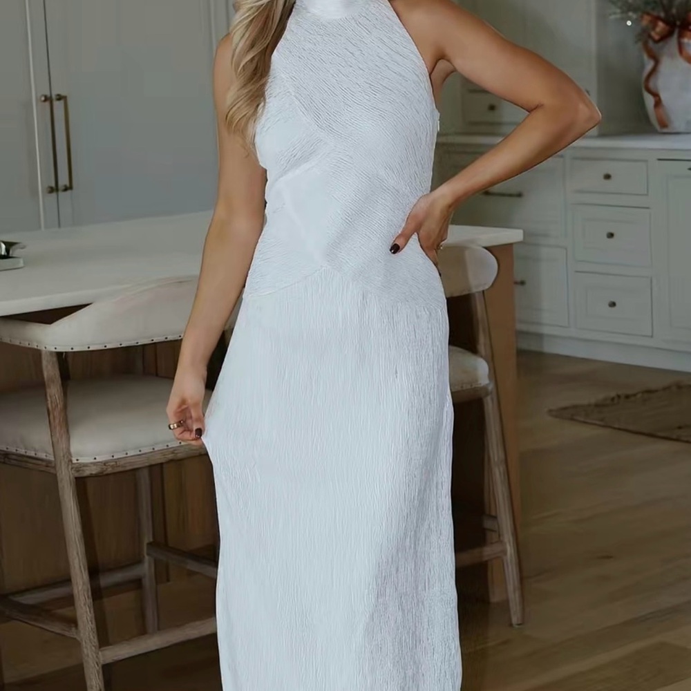 Elegant White Maxi Halter Dress